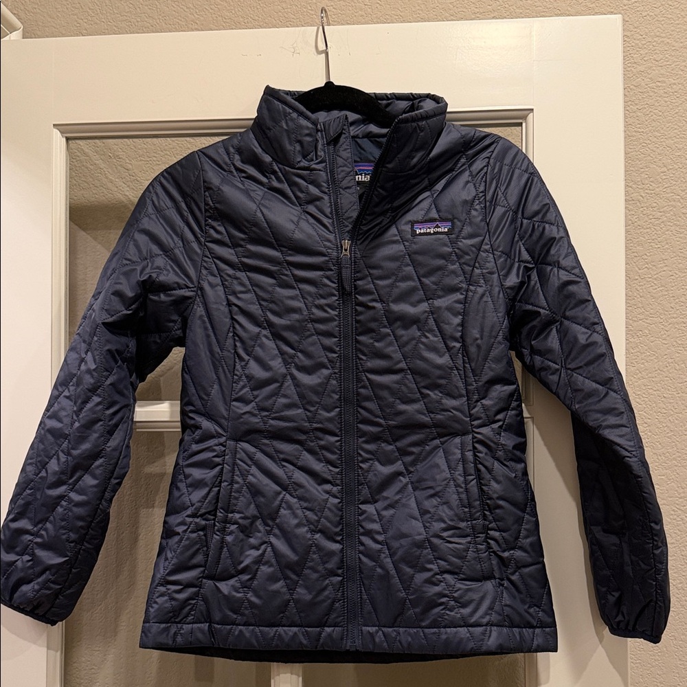Patagonia Kids Diamond Quilted Navy Puffer Jacket, size L kids 12